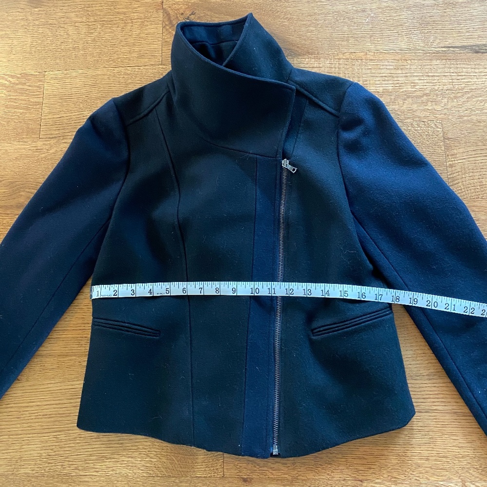 Ann Taylor Color Block Asymmetrical Wool Moto Coat - image 1